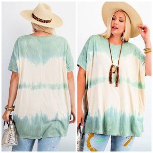 Sundays Spent At The Cafe Tie Dye Sage Top